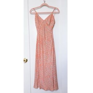Sirena Boutique Orange Ditsy Floral Slip Midi Dress